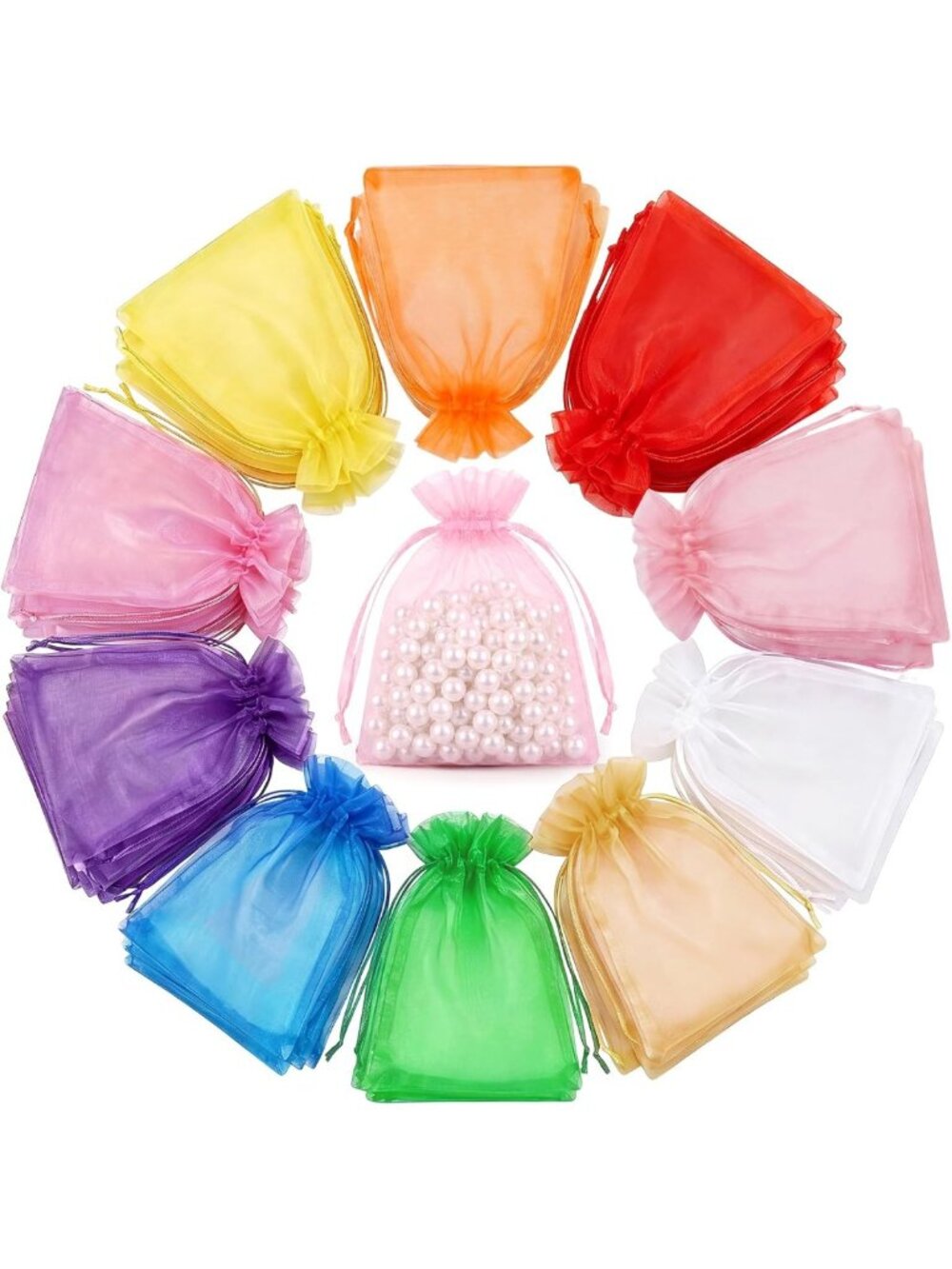 1000 Pcs 4x6 Organza Drawstring Gift Bags - Mini Mesh Pouches for Candy